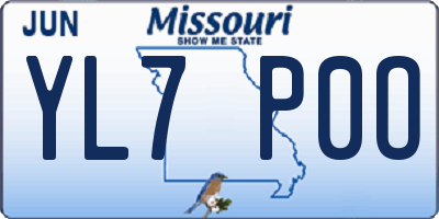 MO license plate YL7P0O