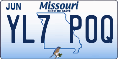 MO license plate YL7P0Q