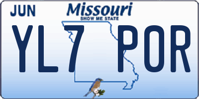 MO license plate YL7P0R