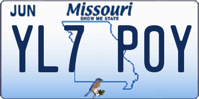 MO license plate YL7P0Y