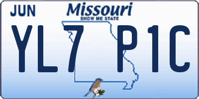 MO license plate YL7P1C
