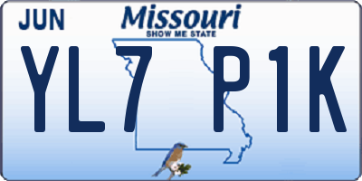 MO license plate YL7P1K
