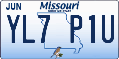 MO license plate YL7P1U