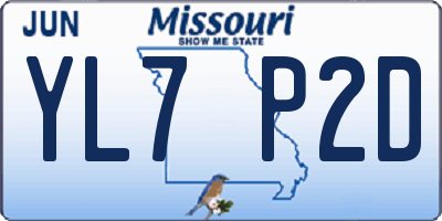 MO license plate YL7P2D
