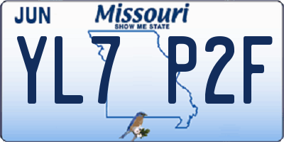 MO license plate YL7P2F