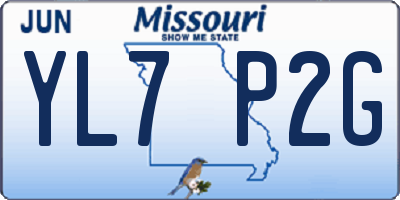 MO license plate YL7P2G