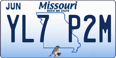 MO license plate YL7P2M
