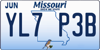 MO license plate YL7P3B