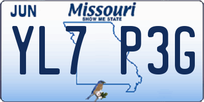 MO license plate YL7P3G