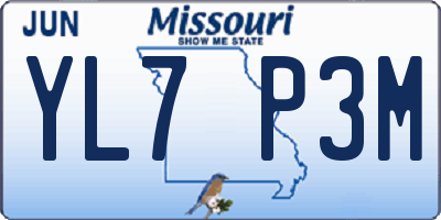 MO license plate YL7P3M