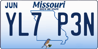 MO license plate YL7P3N