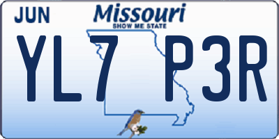 MO license plate YL7P3R