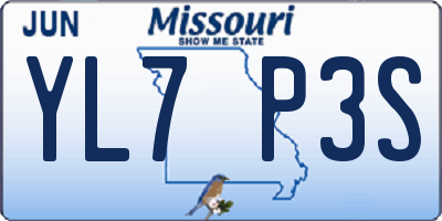 MO license plate YL7P3S