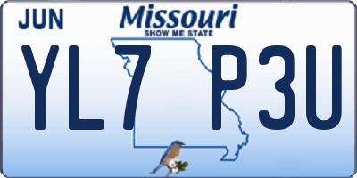 MO license plate YL7P3U