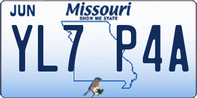 MO license plate YL7P4A