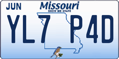 MO license plate YL7P4D