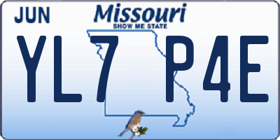 MO license plate YL7P4E