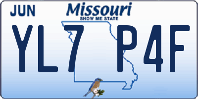MO license plate YL7P4F