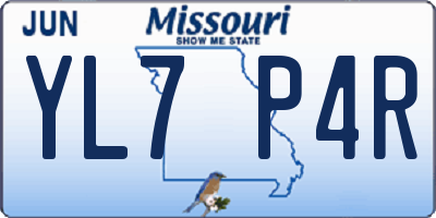 MO license plate YL7P4R