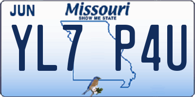 MO license plate YL7P4U