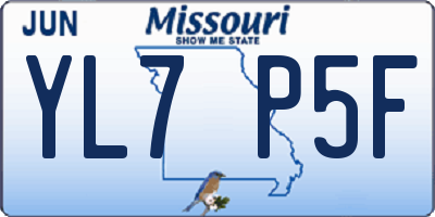 MO license plate YL7P5F