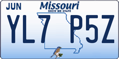 MO license plate YL7P5Z