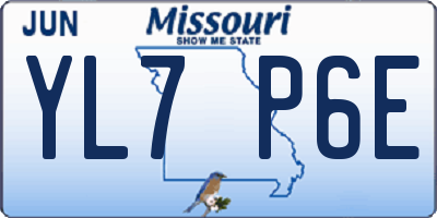 MO license plate YL7P6E