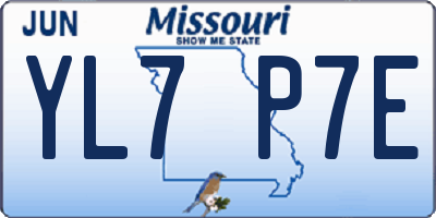 MO license plate YL7P7E