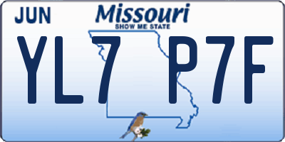 MO license plate YL7P7F
