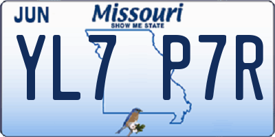 MO license plate YL7P7R