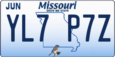 MO license plate YL7P7Z