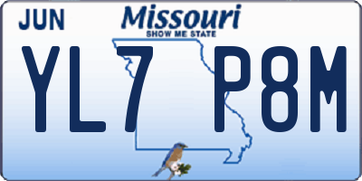 MO license plate YL7P8M