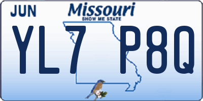 MO license plate YL7P8Q