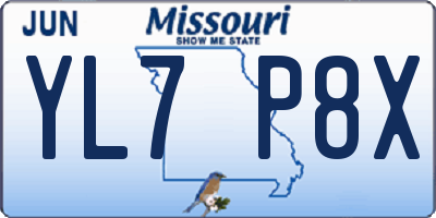 MO license plate YL7P8X