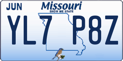 MO license plate YL7P8Z