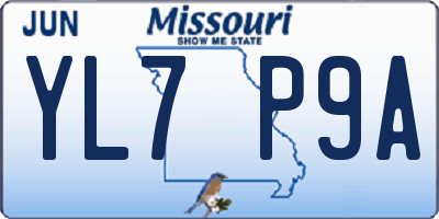 MO license plate YL7P9A