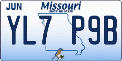 MO license plate YL7P9B