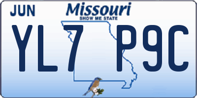 MO license plate YL7P9C
