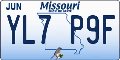 MO license plate YL7P9F