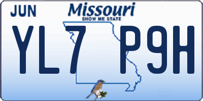 MO license plate YL7P9H