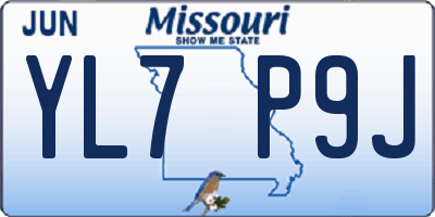 MO license plate YL7P9J