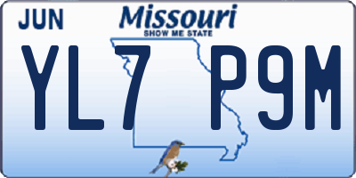 MO license plate YL7P9M