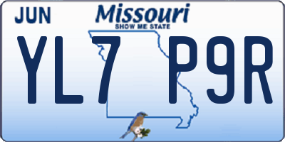 MO license plate YL7P9R