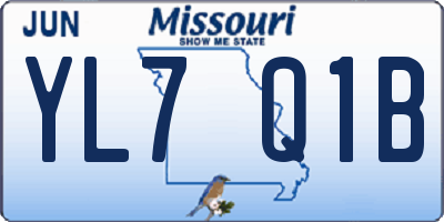 MO license plate YL7Q1B