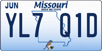 MO license plate YL7Q1D