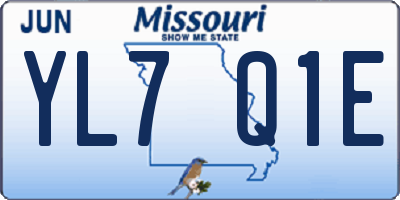 MO license plate YL7Q1E