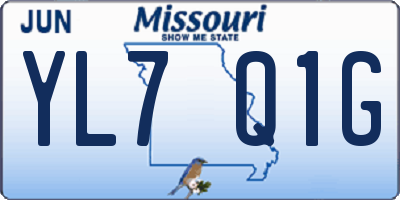 MO license plate YL7Q1G