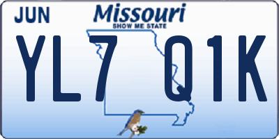 MO license plate YL7Q1K