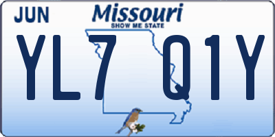 MO license plate YL7Q1Y