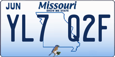 MO license plate YL7Q2F